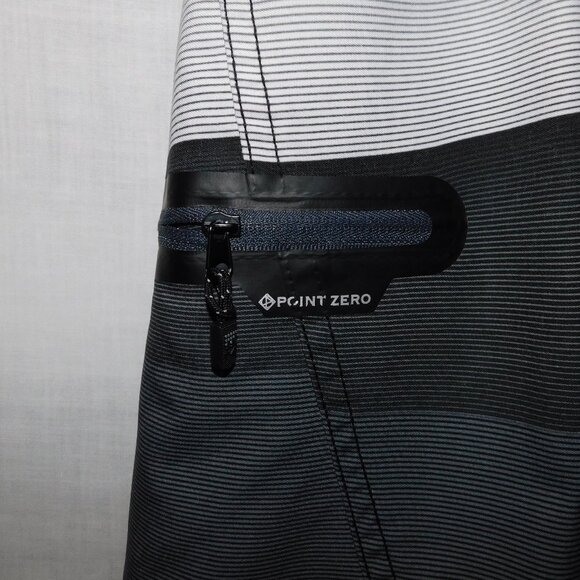 Point Zero Black Gray Striped Mens XL ( 1X ) Lined Board Shorts Swim - Picture 6 of 10